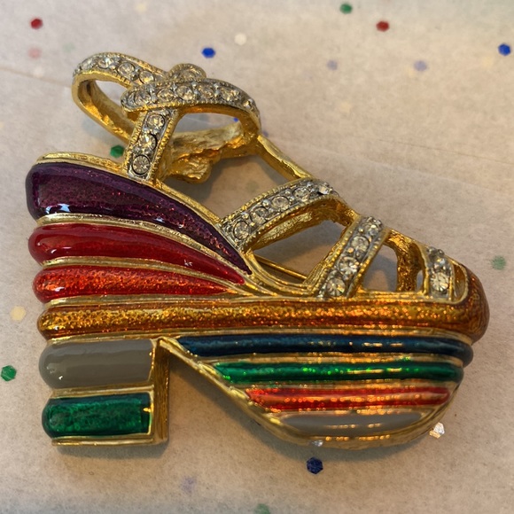 Vintage 70s 80s rainbow rhinestone platform show pin brooch pride lgbtq - Picture 2 of 3